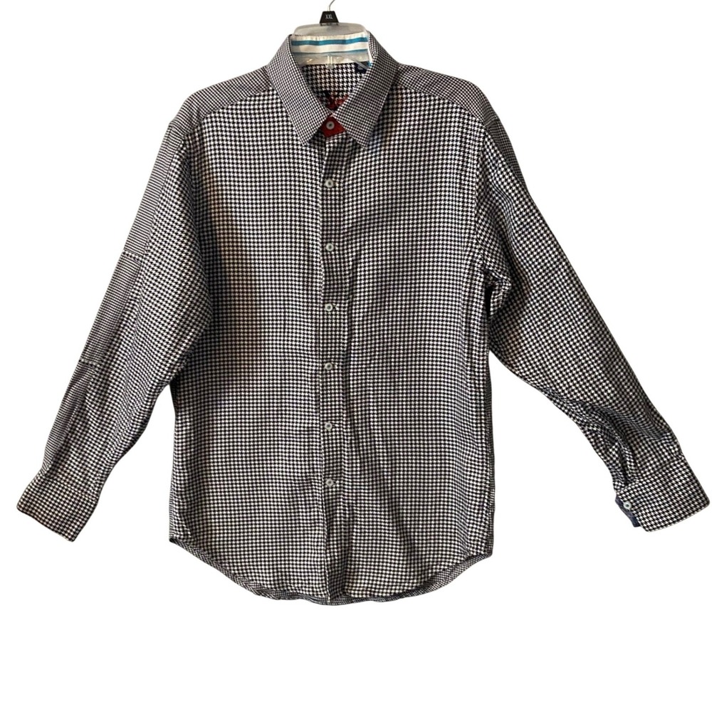 Robert Graham Houndstooth Dress Shirt‎ Mens M/M Long Sleeve Button Down